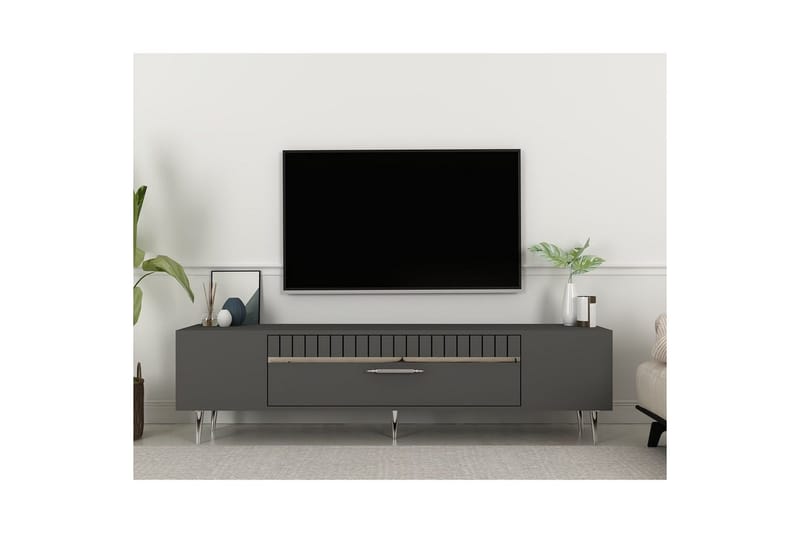 Anira TV-benk 150 cm - Antrasitt/Sølv - Møbler - TV- & Mediamøbler - TV benk & mediabenk