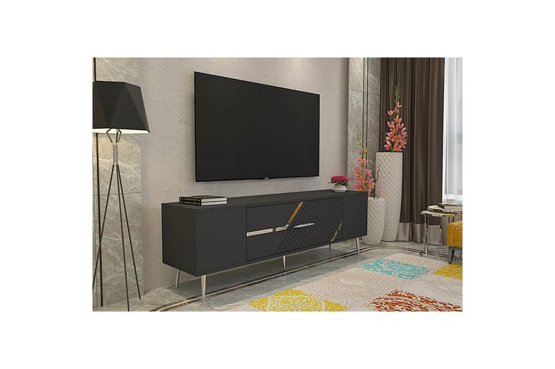 Anira TV-benk 150 cm - Antrasitt/Sølv - Møbler - TV- & Mediamøbler - TV benk & mediabenk