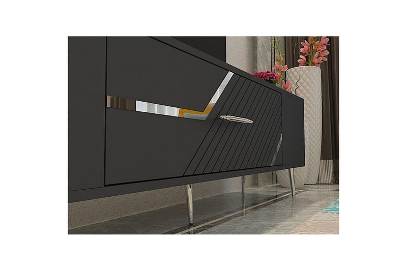 Anira TV-benk 150 cm - Antrasitt/Sølv - Møbler - TV- & Mediamøbler - TV benk & mediabenk