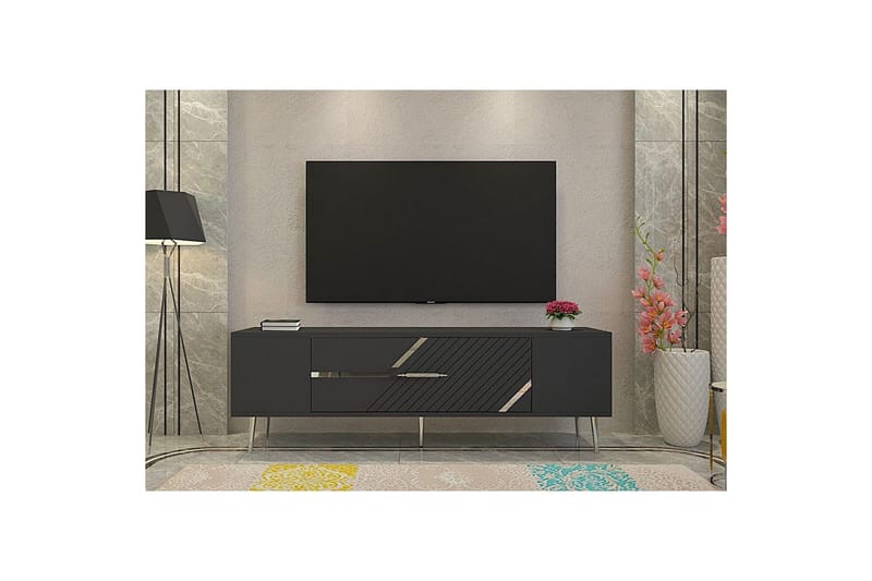 Anira TV-benk 150 cm - Antrasitt/Sølv - Møbler - TV- & Mediamøbler - TV benk & mediabenk