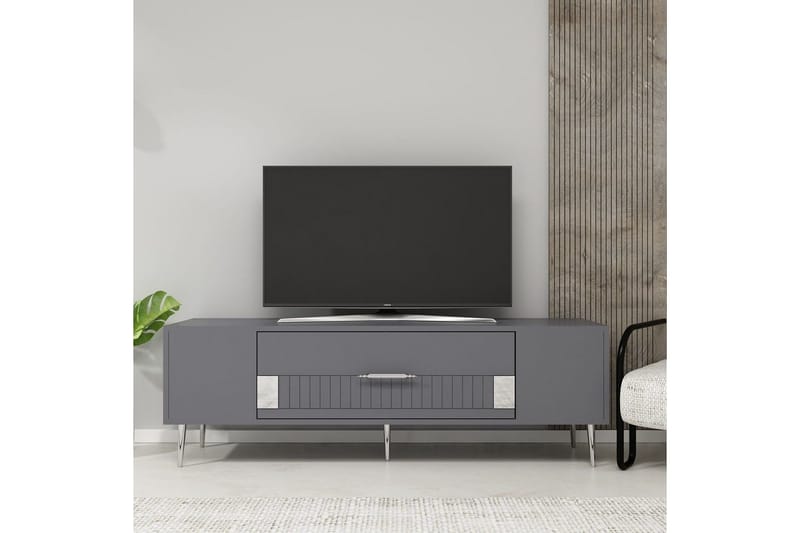 Anira TV-benk 150 cm - Antrasitt/Sølv - Møbler - TV- & Mediamøbler - TV benk & mediabenk