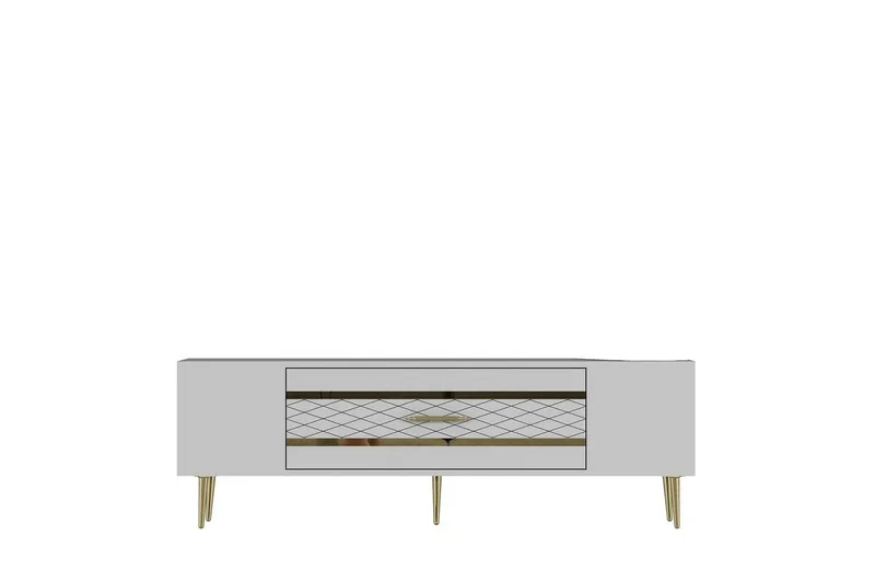 Anira TV-benk 150 cm, Hvit/Gull