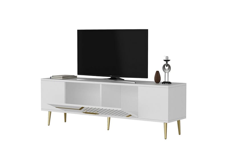 Anira TV-benk 150 cm - Hvit/Gull - Møbler - TV- & Mediamøbler - TV benk & mediabenk