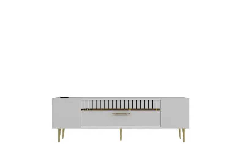 Anira TV-benk 150 cm, Hvit/Gull