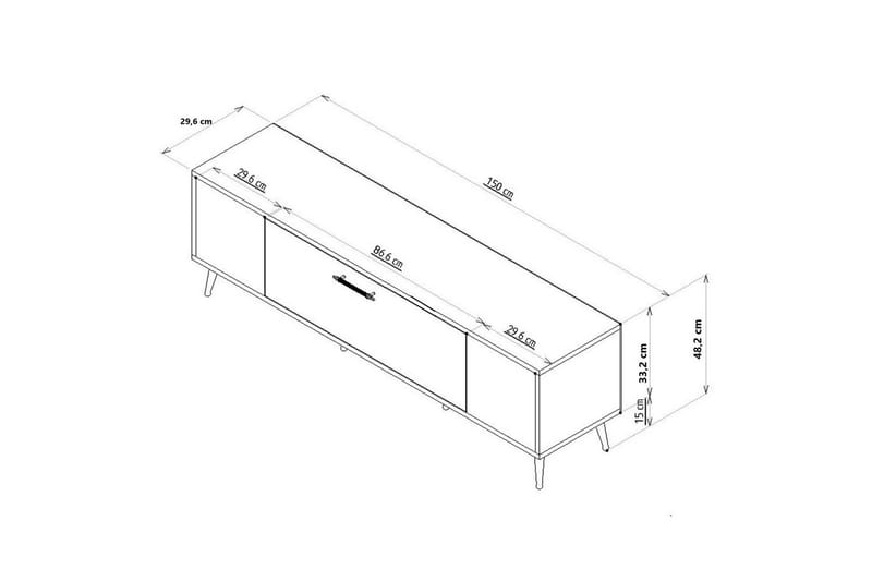 Anira TV-benk 150 cm - Hvit/Gull - Møbler - TV- & Mediamøbler - TV benk & mediabenk