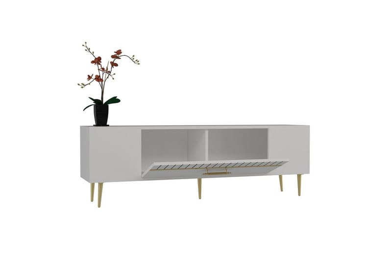 Anira TV-benk 150 cm - Hvit/Gull - Møbler - TV- & Mediamøbler - TV benk & mediabenk
