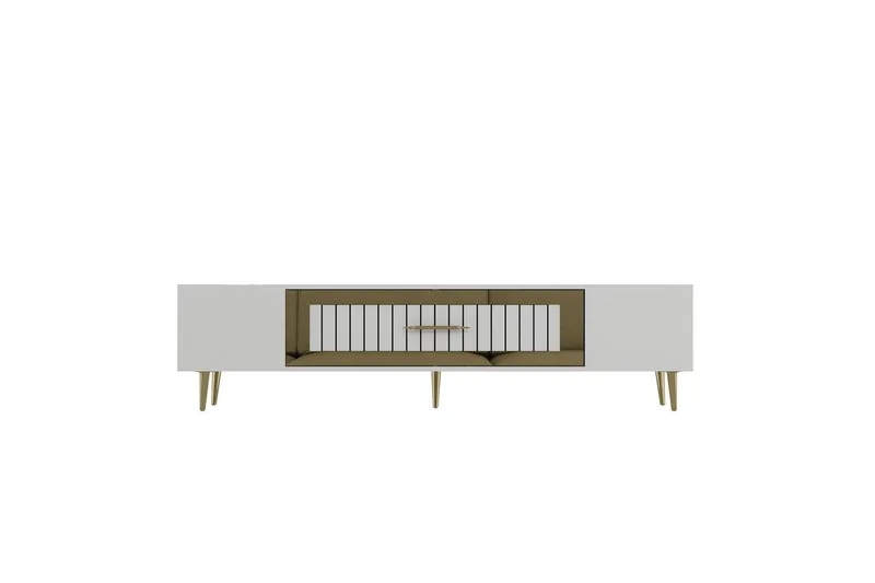 Anira TV-benk 150 cm, Hvit/Gull