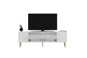 Anira TV-benk 150 cm - Hvit/Gull - Møbler - TV- & Mediamøbler - TV benk & mediabenk