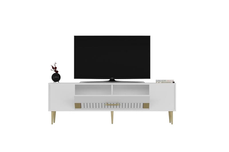 Anira TV-benk 150 cm - Hvit/Gull - Møbler - TV- & Mediamøbler - TV benk & mediabenk