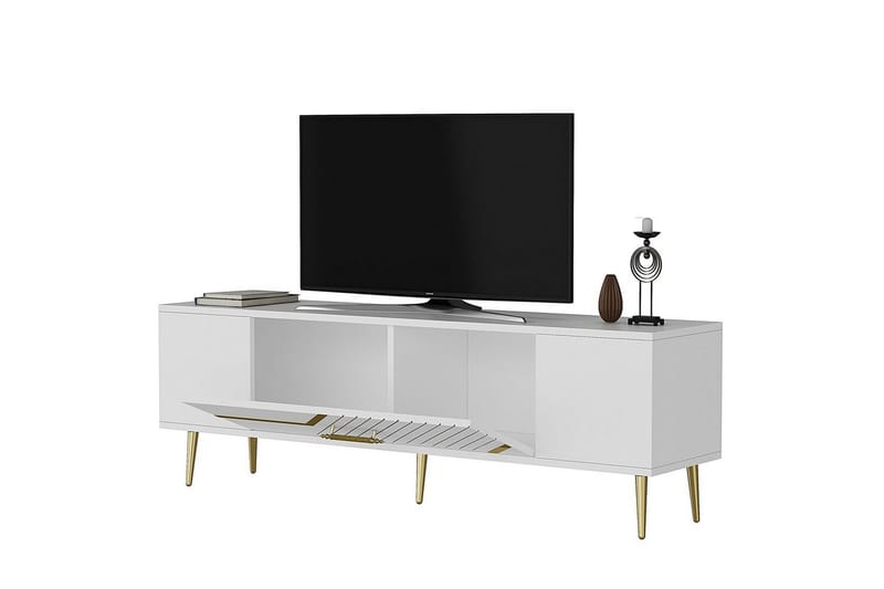 Anira TV-benk 150 cm - Hvit/Gull - Møbler - TV- & Mediamøbler - TV benk & mediabenk