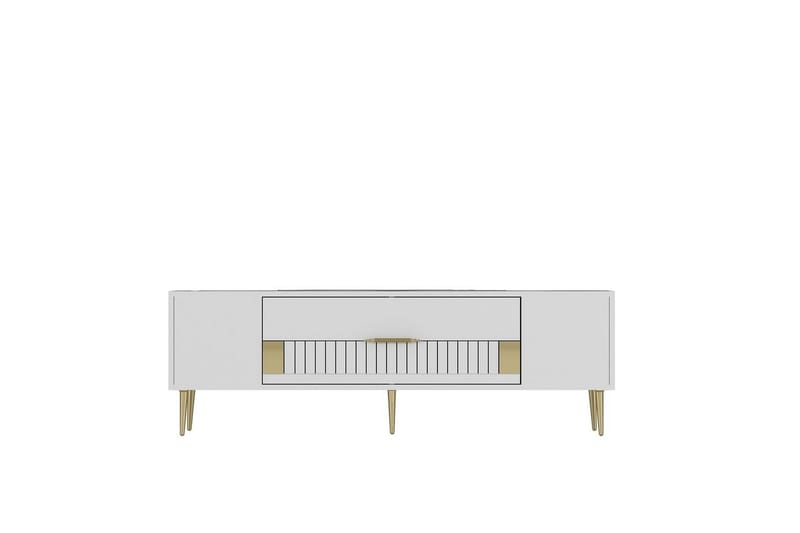 Anira TV-benk 150 cm - Hvit/Gull - Møbler - TV- & Mediamøbler - TV benk & mediabenk