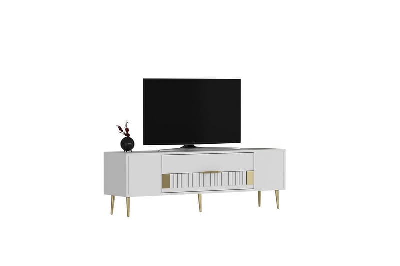 Anira TV-benk 150 cm - Hvit/Gull - Møbler - TV- & Mediamøbler - TV benk & mediabenk