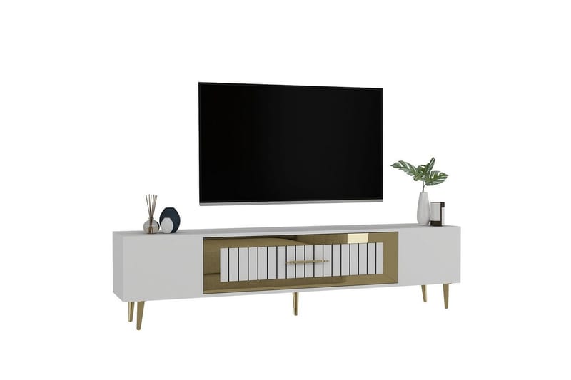 Anira TV-benk 150 cm - Hvit/Gull - Møbler - TV- & Mediamøbler - TV benk & mediabenk