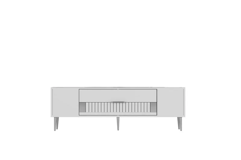 Anira TV-benk 150 cm, Hvit/Sølv