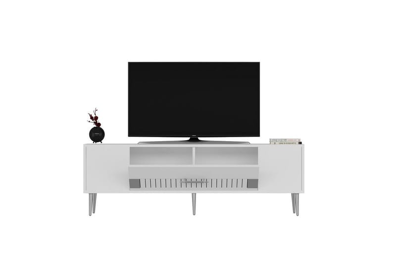 Anira TV-benk 150 cm - Hvit/Sølv - Møbler - TV- & Mediamøbler - TV benk & mediabenk