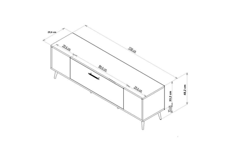 Anira TV-benk 150 cm - Hvit/Sølv - Møbler - TV- & Mediamøbler - TV benk & mediabenk