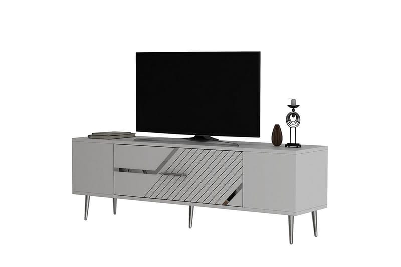 Anira TV-benk 150 cm, Hvit/Sølv