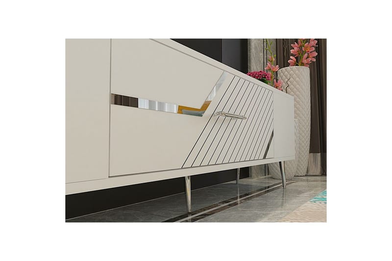 Anira TV-benk 150 cm - Hvit/Sølv - Møbler - TV- & Mediamøbler - TV benk & mediabenk
