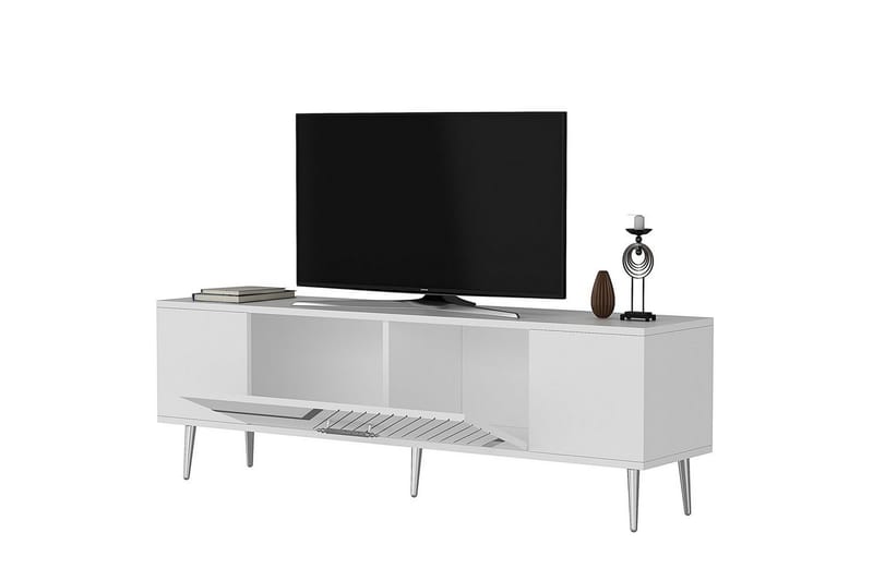 Anira TV-benk 150 cm - Hvit/Sølv - Møbler - TV- & Mediamøbler - TV benk & mediabenk