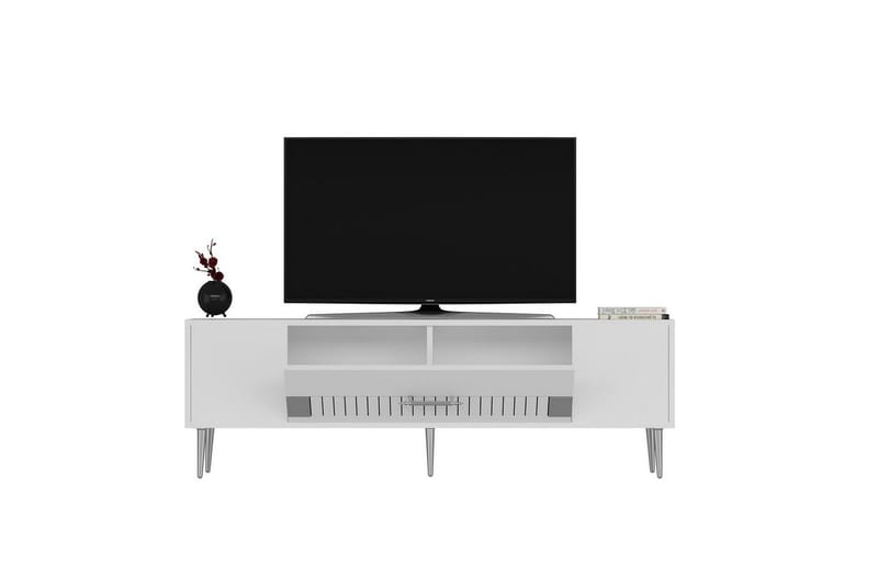 Anira TV-benk 150 cm - Hvit/Sølv - Møbler - TV- & Mediamøbler - TV benk & mediabenk
