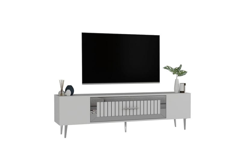 Anira TV-benk 150 cm - Hvit/Sølv - Møbler - TV- & Mediamøbler - TV benk & mediabenk