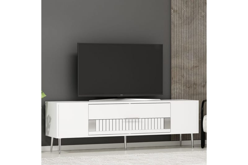 Anira TV-benk 150 cm - Hvit/Sølv - Møbler - TV- & Mediamøbler - TV benk & mediabenk