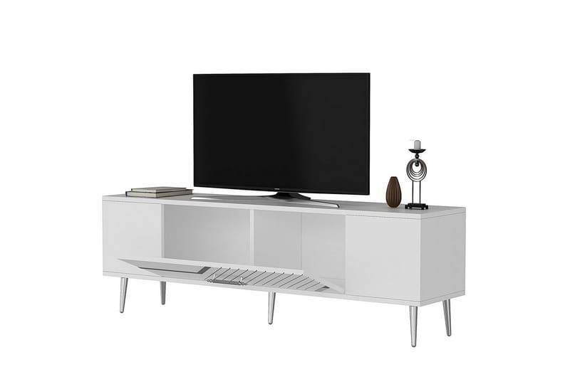 Anira TV-benk 150 cm - Hvit/Sølv - Møbler - TV- & Mediamøbler - TV benk & mediabenk