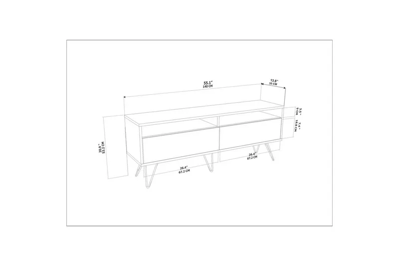 Anvor TV-benk 140 cm - Hvit/Beige - Møbler - TV- & Mediamøbler - TV benk & mediabenk
