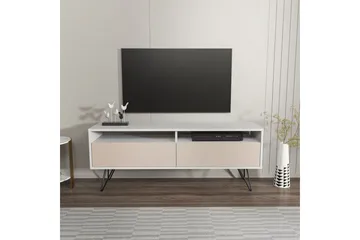Anvor TV-benk 140 cm - Hvit/Beige - Møbler - TV- & Mediamøbler - TV benk & mediabenk