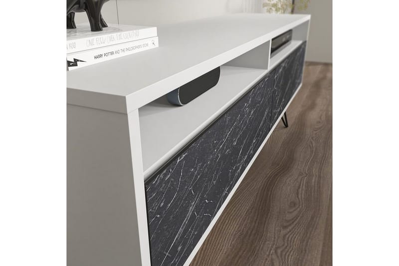 Anvor TV-benk 140 cm - Hvit/Sort - Møbler - TV- & Mediamøbler - TV benk & mediabenk