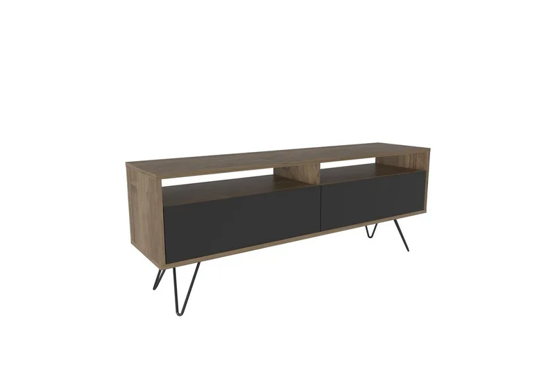 Anvor TV-benk 140 cm - Valnøtt/Sort - Møbler - TV- & Mediamøbler - TV benk & mediabenk