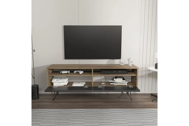 Anvor TV-benk 140 cm - Valnøtt/Sort - Møbler - TV- & Mediamøbler - TV benk & mediabenk
