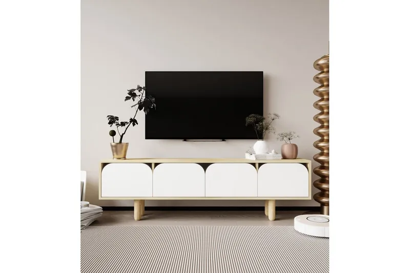 Arvo TV-benk 180x30 cm - Brun/Hvit - Møbler - TV- & Mediamøbler - Mediestativ & veggfeste - TV-veggfeste