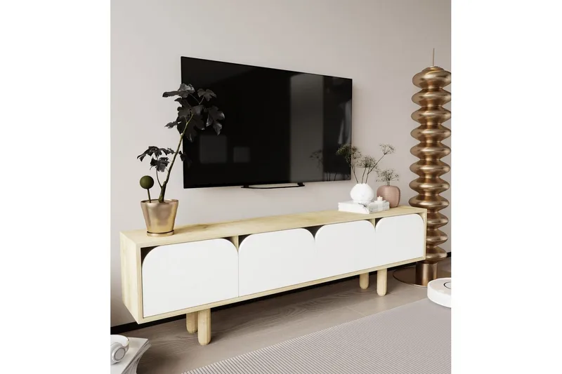 Arvo TV-benk 180x30 cm - Brun/Hvit - Møbler - TV- & Mediamøbler - Mediestativ & veggfeste - TV-veggfeste