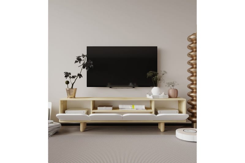 Arvo TV-benk 180x30 cm - Brun/Hvit - Møbler - TV- & Mediamøbler - Mediestativ & veggfeste - TV-veggfeste