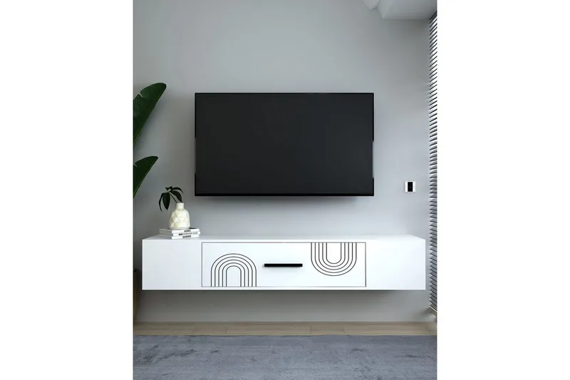 Avryn TV-benk 150 cm - Hvit - Møbler - TV- & Mediamøbler - TV benk & mediabenk