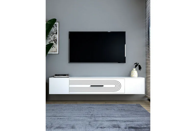 Avryn TV-benk 150 cm - Hvit - Møbler - TV- & Mediamøbler - TV benk & mediabenk