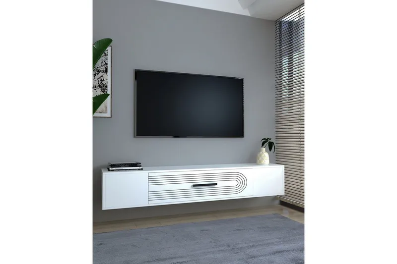 Avryn TV-benk 150 cm - Hvit - Møbler - TV- & Mediamøbler - TV benk & mediabenk