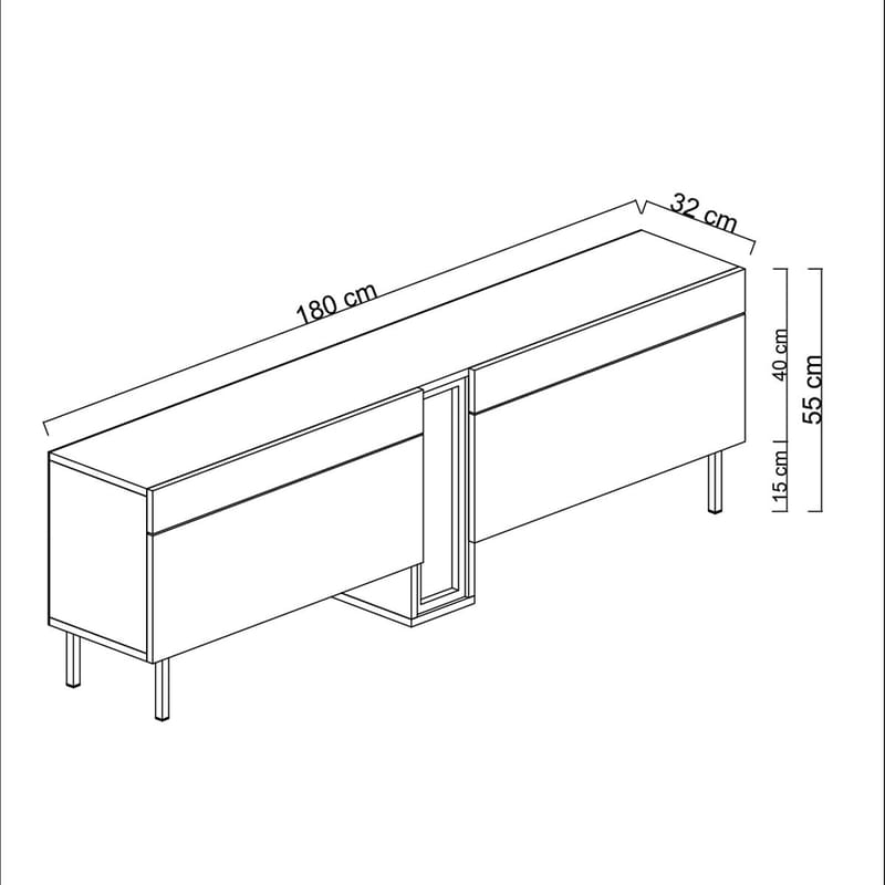 Berriaren TV-benk 180 cm - Antrasitt - Møbler - TV- & Mediamøbler - Mediestativ & veggfeste - TV-veggfeste