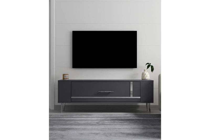 Beyra TV-benk 120 cm - Antrasitt/Sølv - Møbler - TV- & Mediamøbler - TV benk & mediabenk