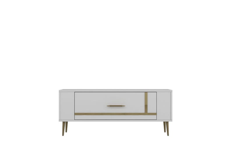 Beyra TV-benk 120 cm - Hvit/Gull - Møbler - TV- & Mediamøbler - TV benk & mediabenk