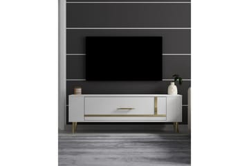 Beyra TV-benk 120 cm - Hvit/Gull - Møbler - TV- & Mediamøbler - TV benk & mediabenk