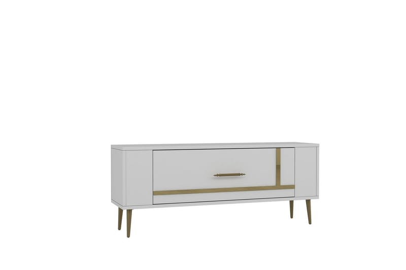 Beyra TV-benk 120 cm - Hvit/Gull - Møbler - TV- & Mediamøbler - TV benk & mediabenk