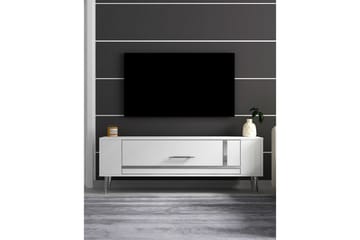 Beyra TV-benk 120 cm - Hvit/Sølv - Møbler - TV- & Mediamøbler - TV benk & mediabenk