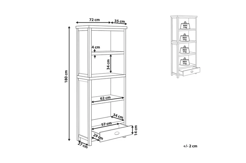 Bokhylle Clio med 4 hyller - Oppbevaring - Hylle - Bokhylle