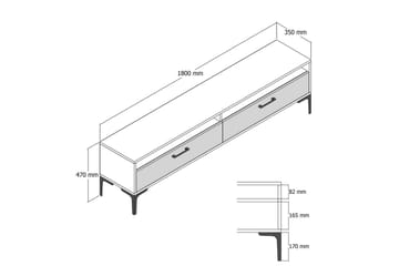 Brutorp TV-benk 180 cm - Valnøtt/Krem - Møbler - TV- & Mediamøbler - TV benk & mediabenk