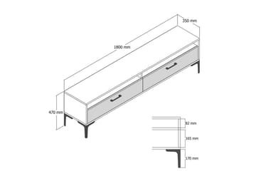Brutorp TV-benk 180 cm - Valnøtt/Krem - Møbler - TV- & Mediamøbler - TV benk & mediabenk