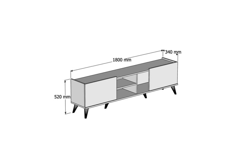 Challur TV-benk 180 cm - Valnøtt/Sort - Møbler - TV- & Mediamøbler - TV benk & mediabenk