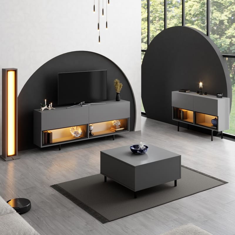 Cielieucel TV-benk 180 cm - Antrasitt - Møbler - TV- & Mediamøbler - Mediestativ & veggfeste - TV-veggfeste