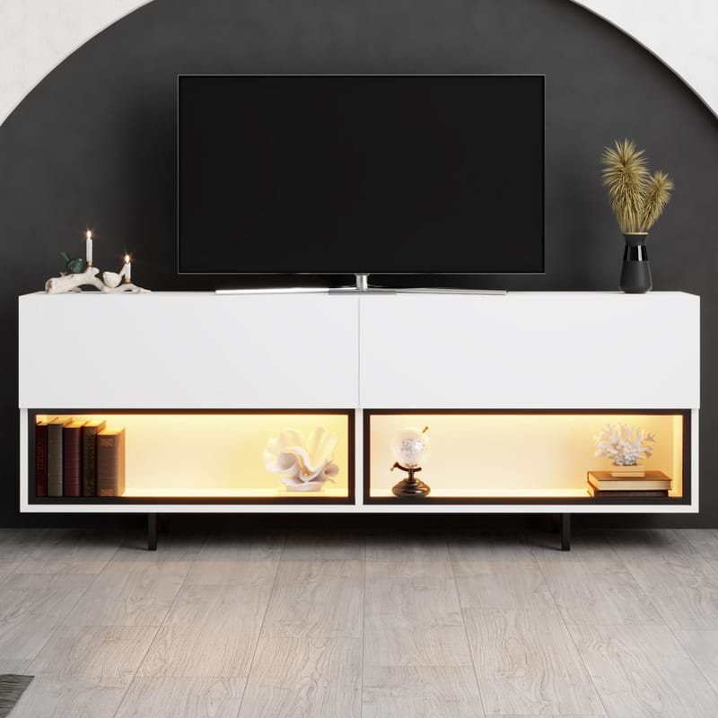 Cielieucel TV-benk 180 cm - Hvit - Møbler - TV- & Mediamøbler - Mediestativ & veggfeste - TV-veggfeste